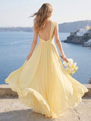 A-Line/Princess One-Shoulder Sleeveless Floor-Length Bridesmaid Dresses with Split Side & Ruched