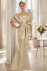 2-Piece Floor-Length Trumpet Dresses for Mother of the Bride & Groom with Wrap