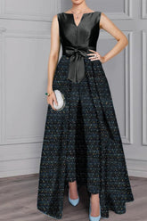 2-Piece Long-Sleeve Mother of the Bride Pantsuit with Sash and Sequins