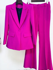 2-Piece Suit For Women With Single-Breasted Button And Peak Lapel