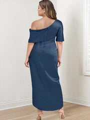 Asymmetrical One-Shoulder Ruffled Plus Size Mother of the Bride Sheath Dress