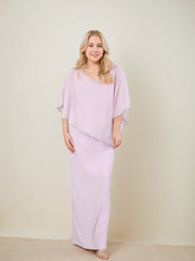 Floor-Length Mother of the Bride Gown with 3/4 Sleeves