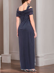 Plus Size Cold-Shoulder Ankle-Length Mother of the Bride Sheath Dress with Ruffles