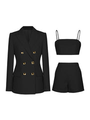 3-Piece Fuchsia Double-Breasted Suits For Women's Prom