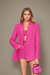 3-Piece Fuchsia Double-Breasted Suits For Women's Prom