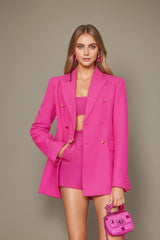 3-Piece Fuchsia Double-Breasted Suits For Women's Prom