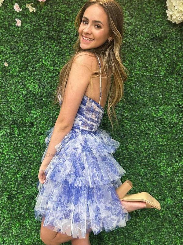 Dressystars A-Line Halter Neck Short Tiered Tulle Homecoming Dress