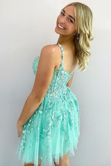 A Line Homecoming Dress Heart shaped Mint Appliques Short Party Cocktail Dress