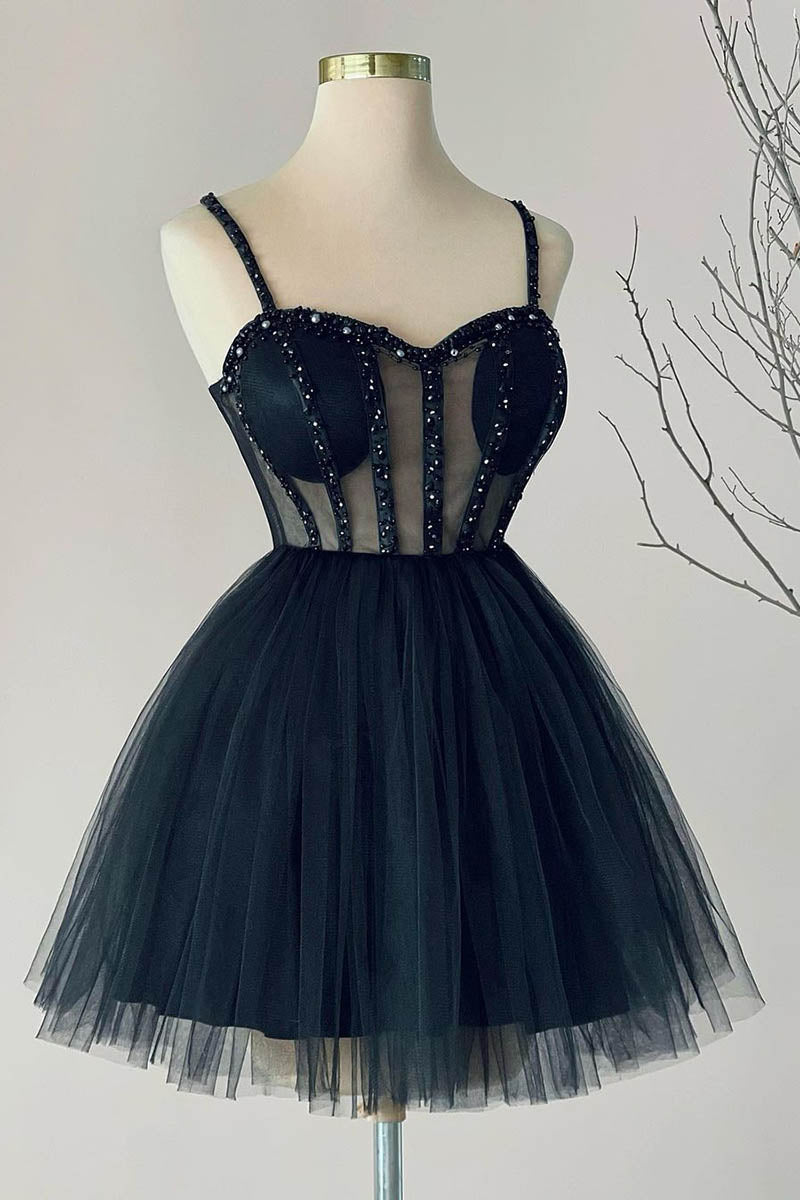 A Line Homecoming Dress Heart shaped Tulle Beads Party Short Party Cocktail Dress