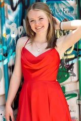 A Line Homecoming Dress Hot Girly pink Cowl Neck Lace Up Short Party Cocktail Dress