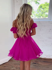 A Line Homecoming Dress Off Shoulder Cute Short Party Cocktail Dress
