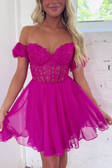 A Line Homecoming Dress Off Shoulder Cute Short Party Cocktail Dress