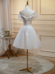 A Line Homecoming Dress Off Shoulder Mini Beige Short Party Cocktail Dress