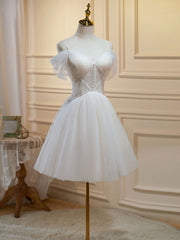 A Line Homecoming Dress Off Shoulder Mini Beige Short Party Cocktail Dress