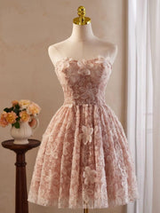 A Line Homecoming Dress Off Shoulder Pink Short Party Cocktail Dress