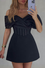 A Line Homecoming Dress Off Shoulder Short Party Cocktail Dress