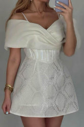 A Line Homecoming Dress Off Shoulder Short Party Cocktail Dress