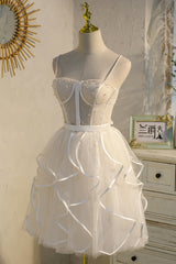A Line Homecoming Dress Spaghetti Strap Tulle Short Party Cocktail Dress