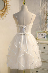 A Line Homecoming Dress Spaghetti Strap Tulle Short Party Cocktail Dress