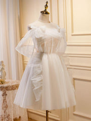 A Line Homecoming Dress Tulle Light Champagne Short Party Cocktail Dress