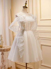 A Line Homecoming Dress Tulle Light Champagne Short Party Cocktail Dress