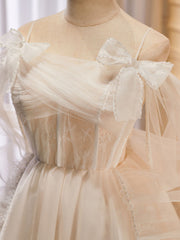 A Line Homecoming Dress Tulle Light Champagne Short Party Cocktail Dress
