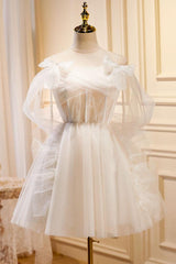 A Line Homecoming Dress Tulle Light Champagne Short Party Cocktail Dress