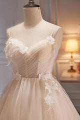 A Line Homecoming Dress V Neck Spaghetti Straps Tulle Short Party Cocktail Dress