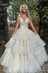 A Line Prom Dress Off the Shoulder Light Pink Long Elegant with Ruffles Evening Dress