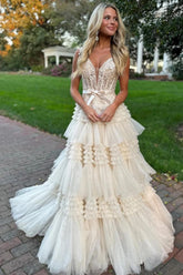 A Line Prom Dress Off the Shoulder Light Pink Long Elegant with Ruffles Evening Dress