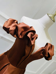 A Line Prom Dress Off the Shoulder Satin Long Simple Evening Dress