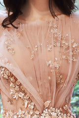 A Line Prom Dress Scoop Neck Sequin Pink Long Formal Graduation Evening Gown Evening Dress