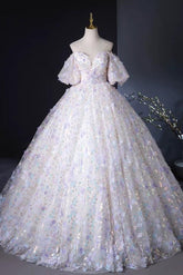 A Line Prom Dress Sweetheart Neck Tulle Lace Light Purple Long Formal Gown Evening Dress