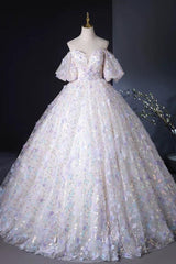 A Line Prom Dress Sweetheart Neck Tulle Lace Light Purple Long Formal Gown Evening Dress
