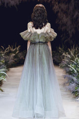 A Line Prom Dress Tulle Long Formal Party Dress Evening Dress