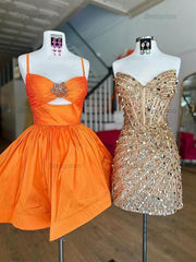 A Line Ruched Short Beaded Homecoming Dress