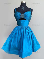 A Line Ruched Short Beaded Homecoming Dress