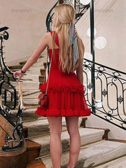 Dressystars A-Line Spaghetti Straps Ruffles Short Homecoming Dress