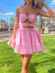Dressystars A-Line Spaghetti Straps lllusion Empire Satin Homecoming Dress
