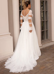 A Line Sweetheart Long Sleeves Wedding Dress for Plus Size