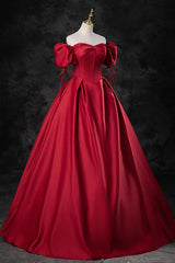 A Line Sweetheart Neck Burgundy Prom Dress Long Formal Evening Dress