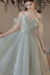 A Line Sweetheart Neck Green Prom Dress Long Formal Evening Dress