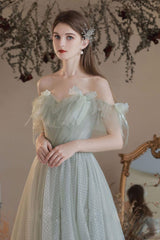 A Line Sweetheart Neck Green Prom Dress Long Formal Evening Dress
