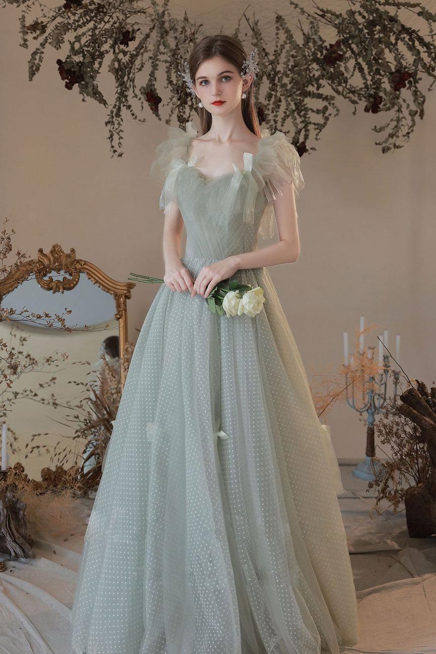 A Line Sweetheart Neck Green Prom Dress Long Formal Evening Dress