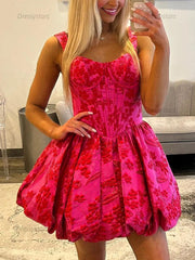Dressystars A-Line Sweetheart Straps Boned Satin Floral Homecoming Dress