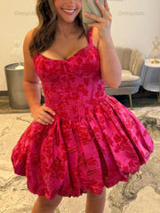 Dressystars A-Line Sweetheart Straps Boned Satin Floral Homecoming Dress