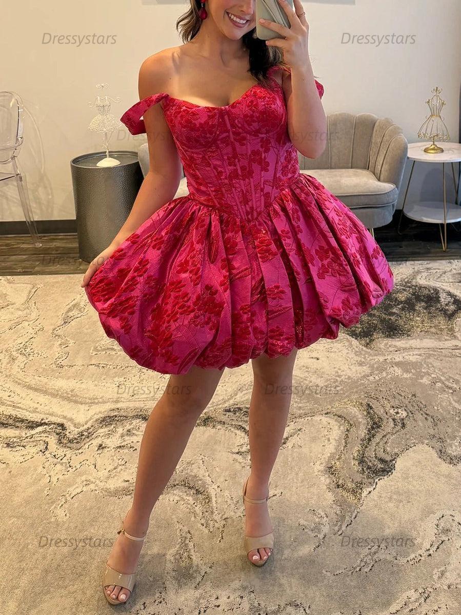 Dressystars A-Line Sweetheart Straps Boned Satin Floral Homecoming Dress