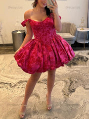 Dressystars A-Line Sweetheart Straps Boned Satin Floral Homecoming Dress