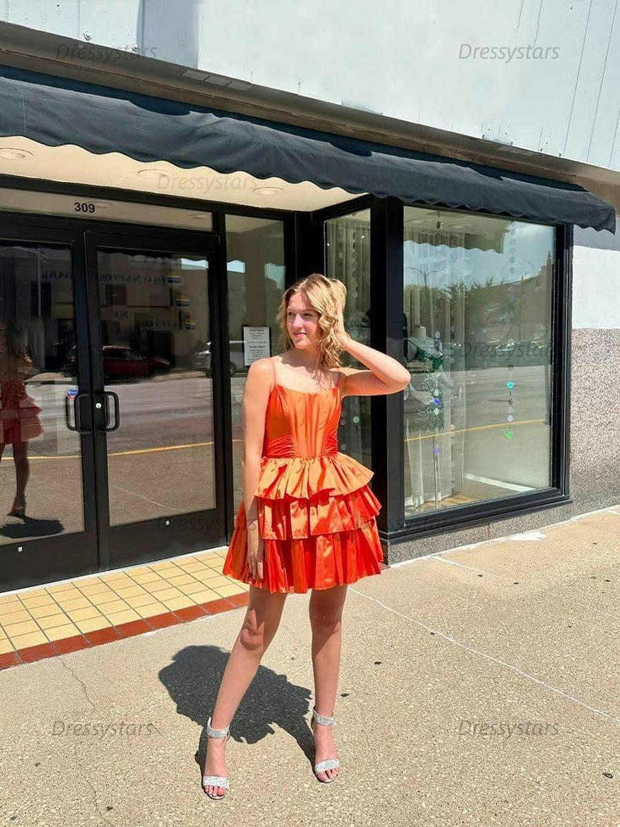 Dressystars A Line Tiered Short Homecoming Dress with Bow