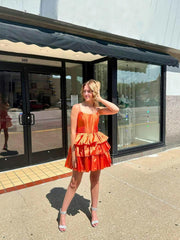 Dressystars A Line Tiered Short Homecoming Dress with Bow